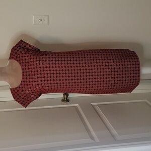 Merona Size S Orangish-Red and Navy Blue Geometric Pattern Shift Dress, EUC